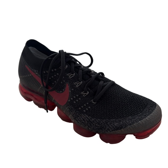 Nike Air VaporMax Athletic Shoes Fly Knit Black Red Running Dopamine Men Size 11 - Picture 9 of 16